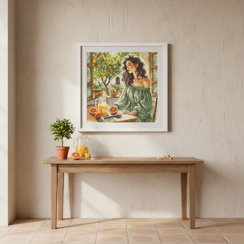 Cross Stitch Kit with Garden View Through Window Design, 31.75 x 31.75 cm, Aida 16 Count, AVA Stitch