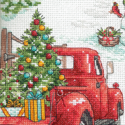 Dimensions Cross Stitch Christmas Stocking Kit, Winter Farm Design, Aida Fabric, Cotton Threads, Multicolor DIY Holiday Decor