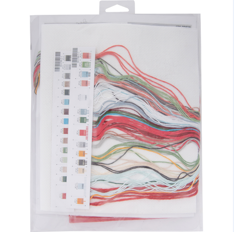 Dimensions Cross Stitch Christmas Stocking Kit, Winter Farm Design, Aida Fabric, Cotton Threads, Multicolor DIY Holiday Decor