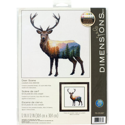 Deer Cross Stitch Kit with Pattern and Threads, Dimensions Nature Motif Embroidery Kit with Aida Fabric, Needle and Instructions