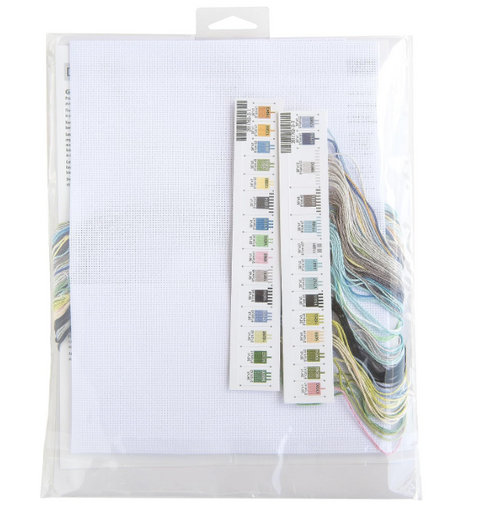 Dimensions Cross Stitch Kit, Cat with Floral Wreath, 16 Count White Aida, 23 × 32 cm, Counted Embroidery Pattern