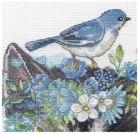 Dimensions Cross Stitch Kit, Cat with Floral Wreath, 16 Count White Aida, 23 × 32 cm, Counted Embroidery Pattern