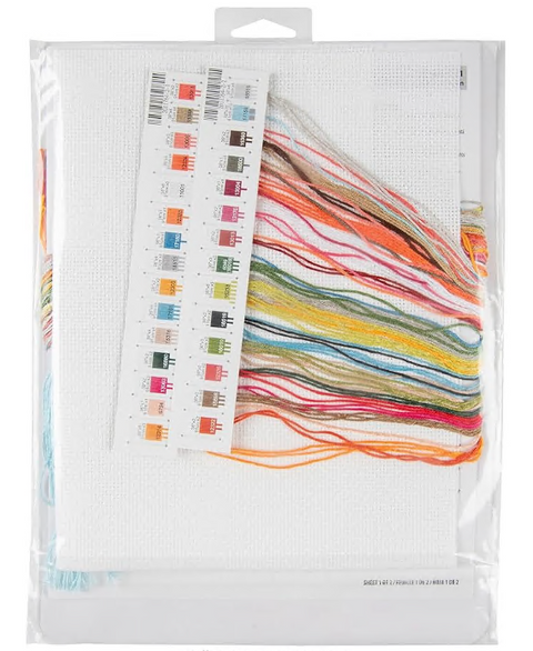 Cross Stitch Kit with Garden Gnome Design, 25 x 25 cm, Colorful Wall Decor, Beginner-Friendly Craft Set
