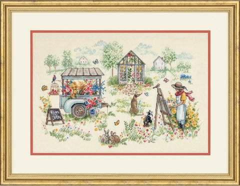Cross Stitch Kit Blissful Moments, Dimensions Gold Collection, 18 Count Ivory Aida, 41 x 28 cm Finished Size