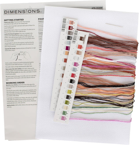Highland Cow Cross Stitch Kit, Complete Set by Dimensions with Pattern, Instructions, Needle, Thread and Fabric