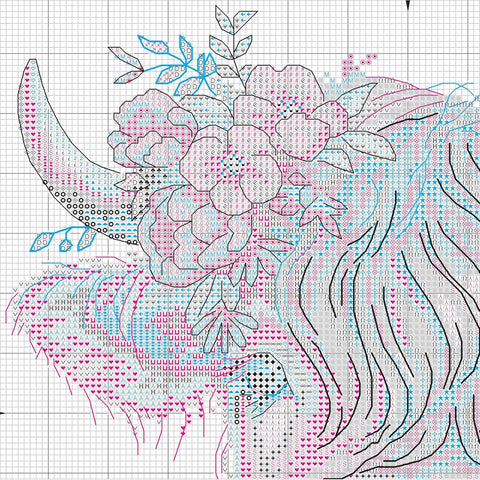 Highland Cow Cross Stitch Kit, Complete Set by Dimensions with Pattern, Instructions, Needle, Thread and Fabric