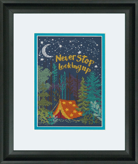 Dimensions Cross Stitch Kit, Camping Adventure Theme, Beginner-Friendly Embroidery Pattern for Framing and Home Decor