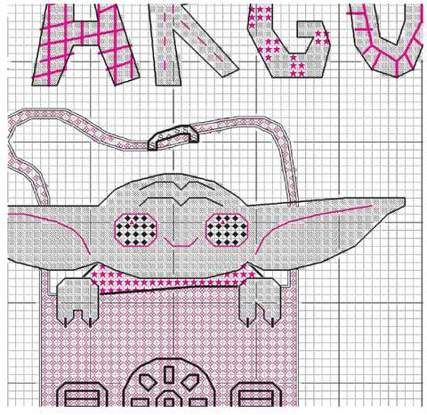 Star Wars The Mandalorian Cross Stitch Kit, Precious Cargo Design, Dimensions, Aida Fabric, Cotton Threads, Needle, Chart and Instructions