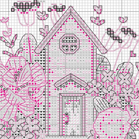 Dimensions Teacup House Cross Stitch Kit with Canvas, Cotton Threads, Needle, Chart and Instructions for Home Decor