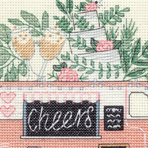 Wedding Cross Stitch Embroidery Kit, Dimensions Wedding Design with Fabric, Threads, Needle, Pattern and Instructions for Personalization