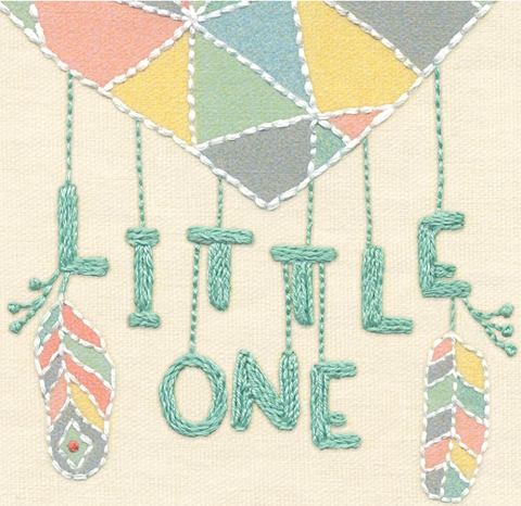 Birth Record Dreamcatcher Cross Stitch Kit, Personalized Name, Date & Weight, Dimensions, 5 x 7 in, Ivory Fabric