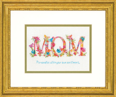 Cross Stitch Kit for Mom with Aida Fabric, Cotton Threads, Needle and Pattern, Multicolor Mother-Themed Embroidery by Dimensions