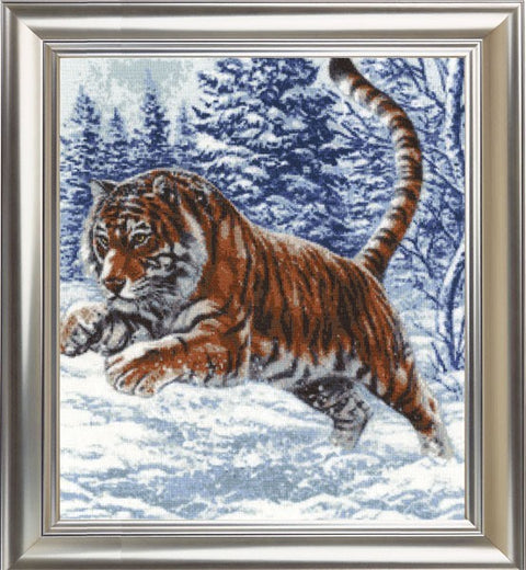 DZH019 Tiger Jump Cross Stitch Kit from Golden Fleece