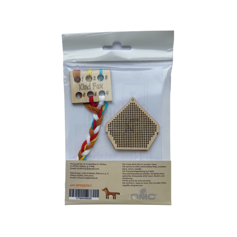 Christmas Gingerbread House Cross Stitch Kit, 7 x 7 cm, 5 Colors, Felt and Wood Base, Kind Fox by Wizardi