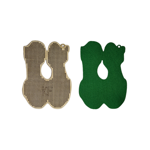 Embroidery Kit with Green Shoe Motif on Wooden Base, 8 × 11 cm, Kind Fox by Wizardi, Needlework Craft Set