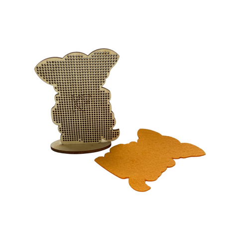 Cross Stitch Kit with Wooden Base and Felt, 13 Colors, 6.5 × 8.5 cm Finished Design, Kind Fox by Wizardi