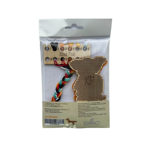 Summer Fox Cross Stitch Kit KF022/29, 11 Colors, Wooden Base, Cotton Embroidery Floss, 6.5 × 8.5 cm
