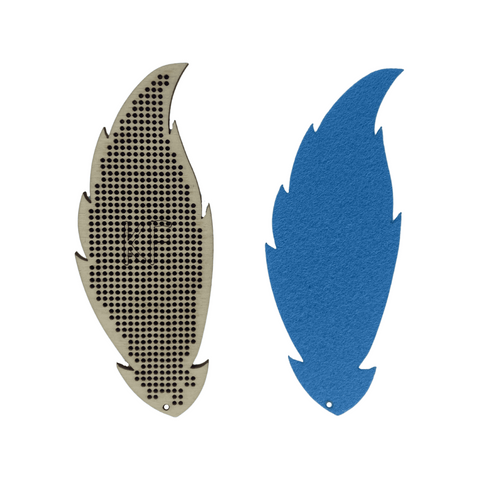 Blue Feather Cross Stitch Embroidery Kit, Kind Fox by Wizardi, 4.5 × 11 cm, 7-Color Decorative Craft Set