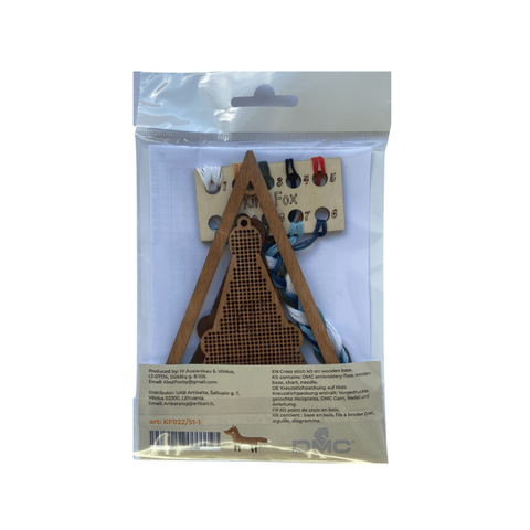Cross Stitch Christmas Tree Ornament Kit with Bear, Kind Fox by Wizardi, 11.5 x 15 cm, Wooden Base and Felt