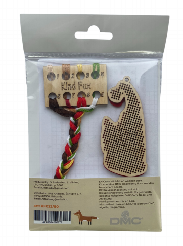 Christmas Gnome Cross Stitch Kit with Tree, 5 x 8.5 cm DIY Holiday Ornament, Kind Fox by Wizardi