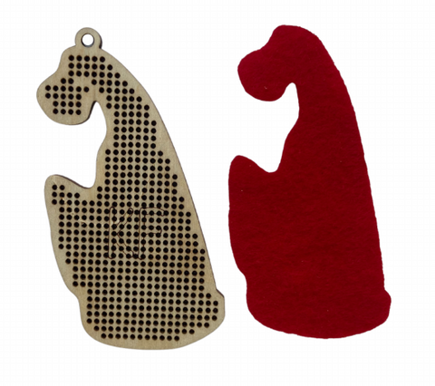 Christmas Gnome Cross Stitch Kit with Tree, 5 x 8.5 cm DIY Holiday Ornament, Kind Fox by Wizardi