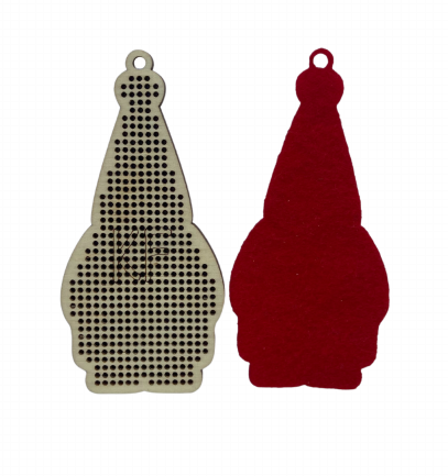 Christmas Gnome Cross Stitch Kit with Red Heart, 4 x 9 cm Decorative Ornament, Kind Fox by Wizardi