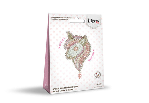 Cross Stitch Brooch Kit with Pink Unicorn Design, PANNA or KLART, Beginner-Friendly Embroidery Set, 5–7 cm DIY Accessoryarsuaq