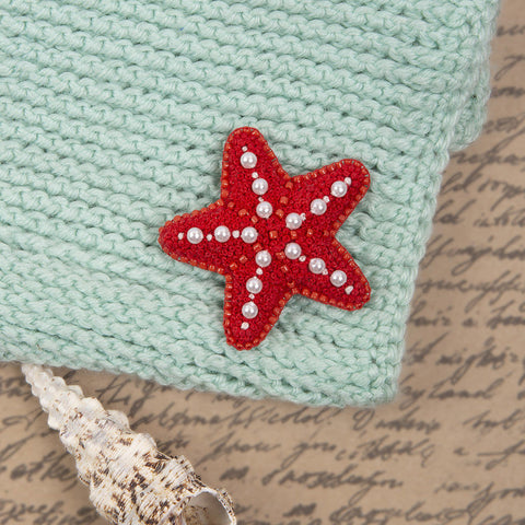 Cross Stitch Brooch Kit with Sea Star Design, KLART Embroidery Set, 5.5 × 5.5 cm Accessory for Clothing or Bags