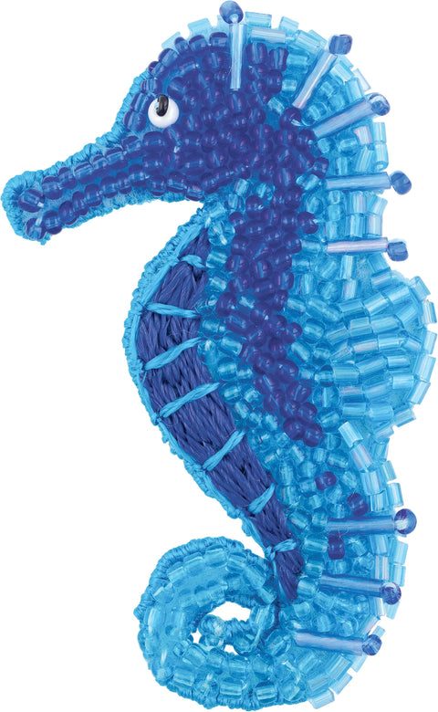 Cross Stitch Seahorse Brooch Kit, PANNA KLART Embroidery Set with Needle, Threads, Pattern, Instructions and Brooch Fastener