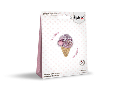 Cross Stitch Embroidery Kit for Ice Cream Brooch, Multicolor PANNA KLART Craft Kit with Threads, Needle, Pattern and Clasp