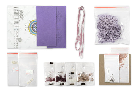 Beaded Embroidery Earring Kit, Purple Round Design, PANNA / KLART, 3.5 x 4 cm, Complete DIY Craft Set with Instructions