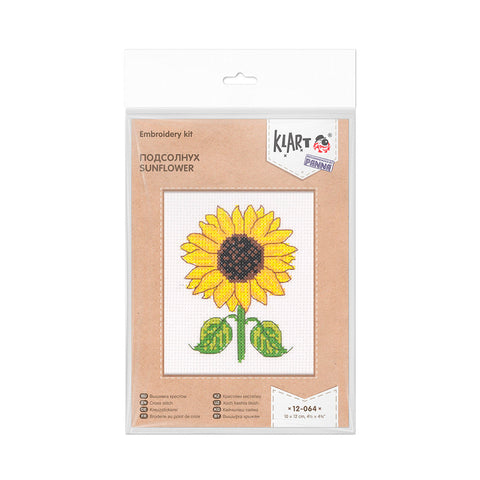 Compact Sunflower Cross Stitch Kit, 10×12 cm, PANNA / KLART, Decorative Picture Project for Beginners and Experienced Crafters
