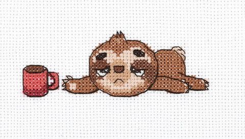 Cross Stitch Kit for Beginners, Lazy Morning Design, 13 × 5.5 cm Compact Embroidery Project, PANNA KLART