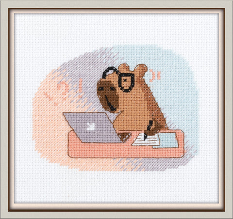 Cross Stitch Embroidery Kit “I’m All About Work” 14.5 × 12 cm, PANNA KLART, Beginner-Friendly Home Decor Craft Set