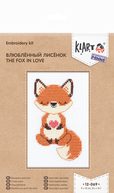 Cross Stitch Kit, Fox Design, Beginner Embroidery Set, KLART PANNA, Aida 14, 9x13 cm, Partial Coverage, Color Chart