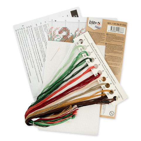 Christmas Cross Stitch Kit with Gift Motif, PANNA or KLART, Beginner-Friendly Embroidery Set with Threads, Needle and Pattern