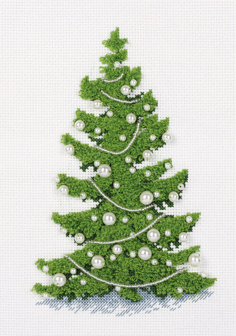 Cross Stitch Embroidery Kit, Velvet Fir Tree Design, PANNA KLART, 13.5 × 19.5 cm, Winter Wall Decor Project