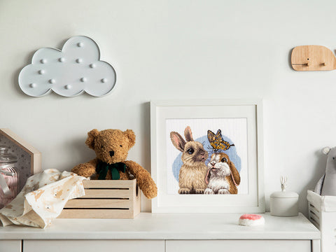 Cross Stitch Kit Cute Cats and Puppy, PANNA KLART Furry Friends Design, Aida Fabric, Cotton Threads, Needle and Pattern