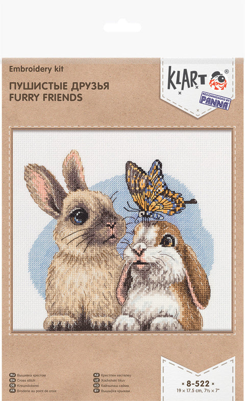 Cross Stitch Kit Cute Cats and Puppy, PANNA KLART Furry Friends Design, Aida Fabric, Cotton Threads, Needle and Pattern