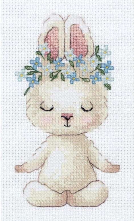 Meditation Cross Stitch Embroidery Kit with Counted Pattern, Aida Fabric, Cotton Threads, Needle and Calming Motif by PANNA KLART