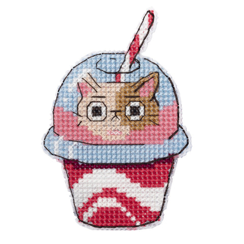 Cat Cross Stitch Kit for Refrigerator Magnets, Multicolor Design, PANNA KLART