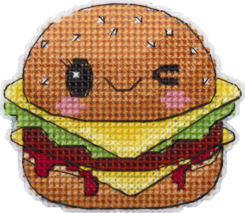 Cross Stitch Kit for Refrigerator Magnets, PANNA KLART Multicolor Beginner Craft Set with Plastic Canvas and Magnetic Bases