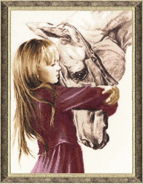 SV016 Girl with a horse Cross Stitch Kit from Golden Fleece