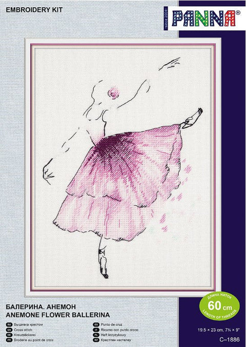Cross Stitch Embroidery Kit, Ballerina and Anemones Design, PANNA KLART, Intermediate, Romantic Wall Decor Project