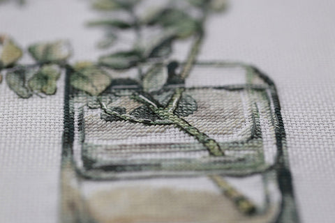 Eucalyptus Cross Stitch Embroidery Kit with Cotton Threads, Canvas, Needle, Pattern & Instructions | PANNA KLART