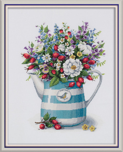 PANNA Cross Stitch Kit “Midsummer,” Summer Landscape, 26.5 × 33.5 cm, Wall Decor DIY Craft Kit