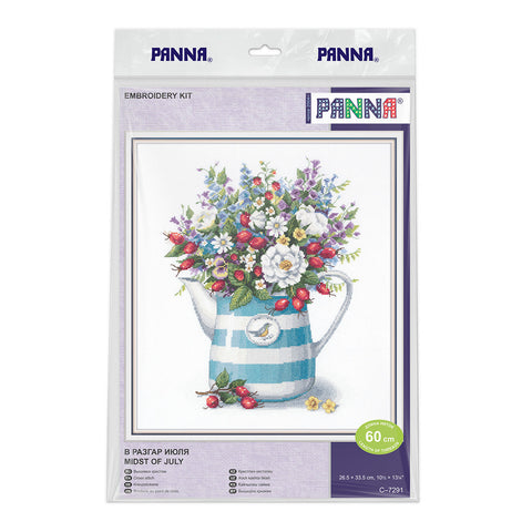 PANNA Cross Stitch Kit “Midsummer,” Summer Landscape, 26.5 × 33.5 cm, Wall Decor DIY Craft Kit