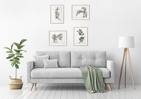 Eucalyptus Branch Cross Stitch Kit, Botanical Embroidery Pattern with Aida Fabric, Cotton Floss, Needle and Instructions by PANNA/ KLART