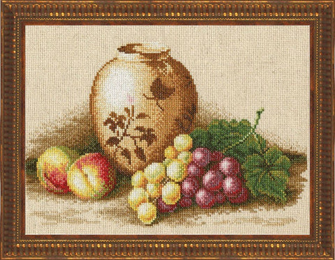 FI004 Peaches & grapes Cross Stitch Kit from Golden Fleece