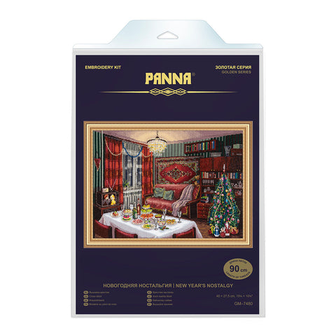 PANNA Cross Stitch Kit, New Year Nostalgic Winter Design, Finished Size 40 × 27.5 cm, Holiday Embroidery Project